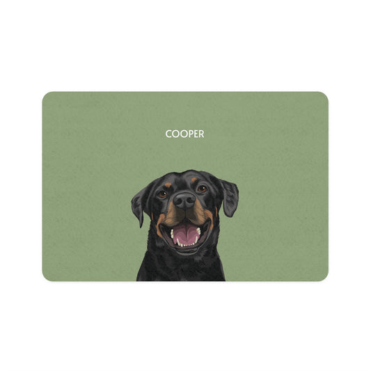 Custom Modern One-Pet Portrait Food Mat