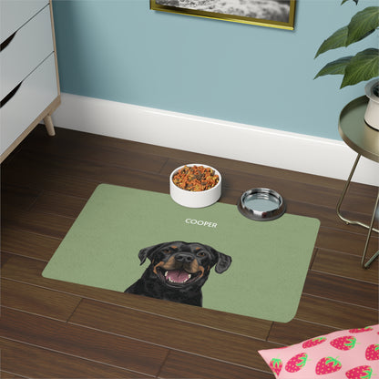 Custom Modern One-Pet Portrait Food Mat